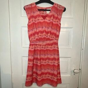 McGinn Sunset Red Pullover Capped Sleeve Dress